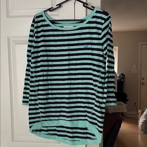 Gilly Hicks Teal and Black Striped Top